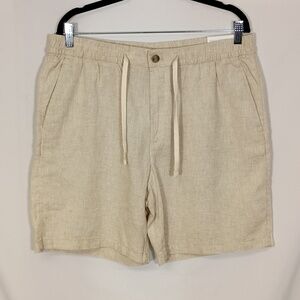 NWT H&M Men's Drawstring Linen/Cotton Shorts in Natural Beige Mens Size Medium